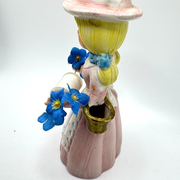 Reliance Sewing Girl Figurine Spool Pin Cushion Hat Ceramic Pink Vtg - Picture 7 of 9